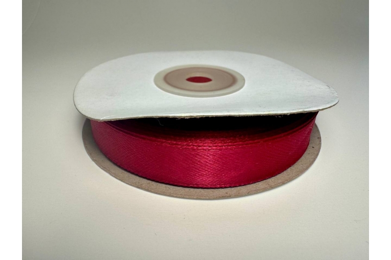 Лента атласная, 12 мм × 23 ± 1 м, цвет малиновый №186